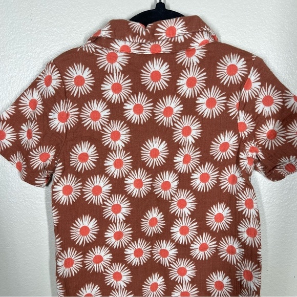 Hanna Andersson Girls Cotton Rust Floral Romper One Piece Size 3T - Picture 8 of 9